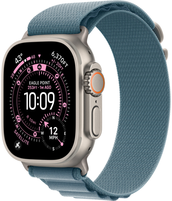 Apple Watch Ultra 3 49mm GPS + Cellular, Natural Titanium ремешок "Light Blue Alpine Loop" M (MEWM4)