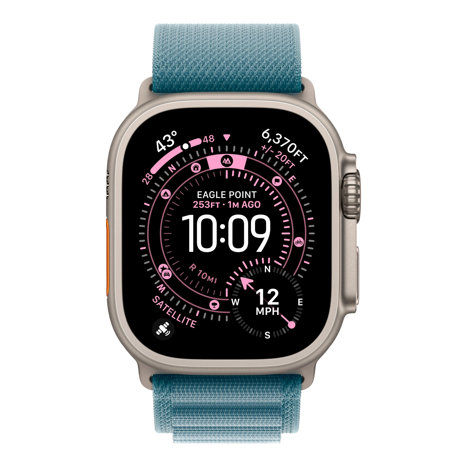 Apple Watch Ultra 3 49mm GPS + Cellular, Natural Titanium ремешок "Light Blue Alpine Loop" L (MEWP4)