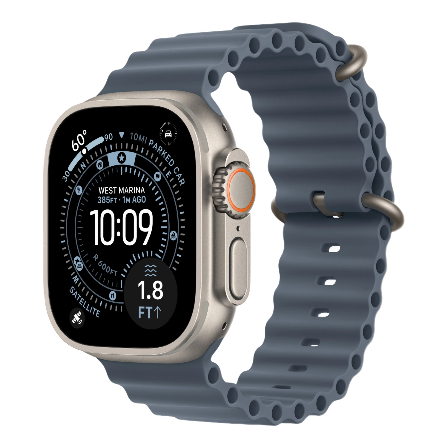 Apple Watch Ultra 3 49mm GPS + Cellular Natural Titanium Case Anchor Blue Ocean Band One Size (MEWH4)